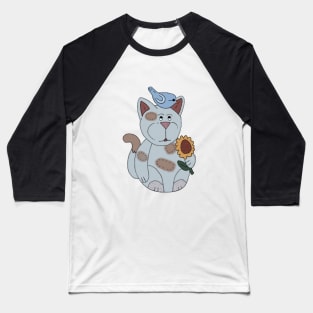 Katze mit Vogel Baseball T-Shirt